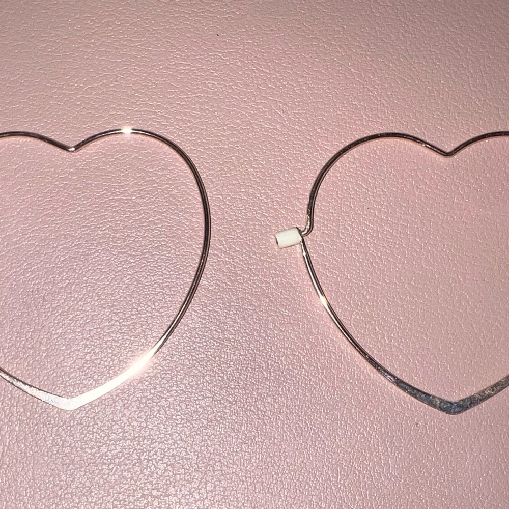 Thin Rose Gold Wire Heart Hoop Earrings